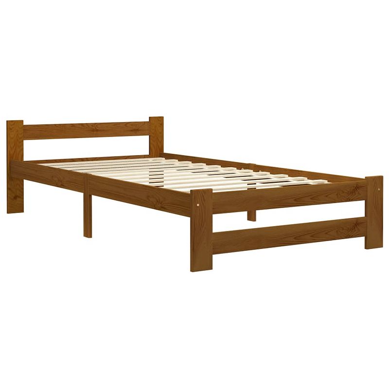 Foto van The living store bed the living store houten bedframe - 204x97x55 cm - honingbruin