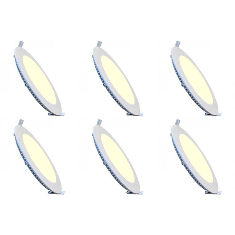 Foto van Led downlight slim 6 pack - inbouw rond 9w - warm wit 2700k - mat wit - aluminium - ø146mm