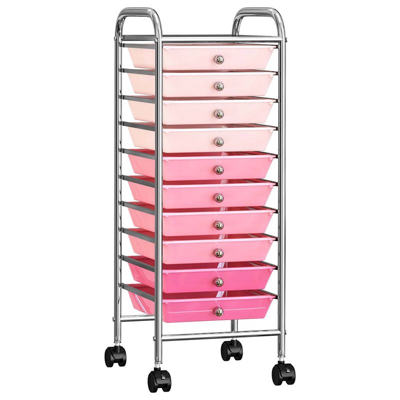 Foto van Vidaxl opbergtrolley met 10 lades mobiel kunststof ombre roze