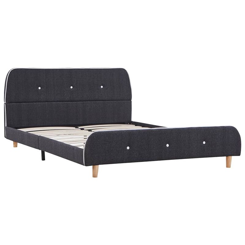 Foto van The living store bedframe - hout en ijzer - 208 x 146 x 81 cm - donkergrijs - geschikt voor 140 x 200 cm matras