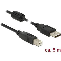 Foto van Delock usb-kabel usb 2.0 usb-a stekker, usb-b stekker 5.00 m zwart met ferrietkern 84899