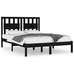 Foto van Vidaxl bedframe massief grenenhout zwart 120x190 cm 4ft small double