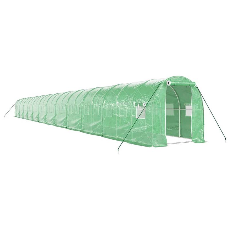 Foto van The living store broeikas - staal - 24 x 2 x 2 m - groen - pe - 140 g/m²