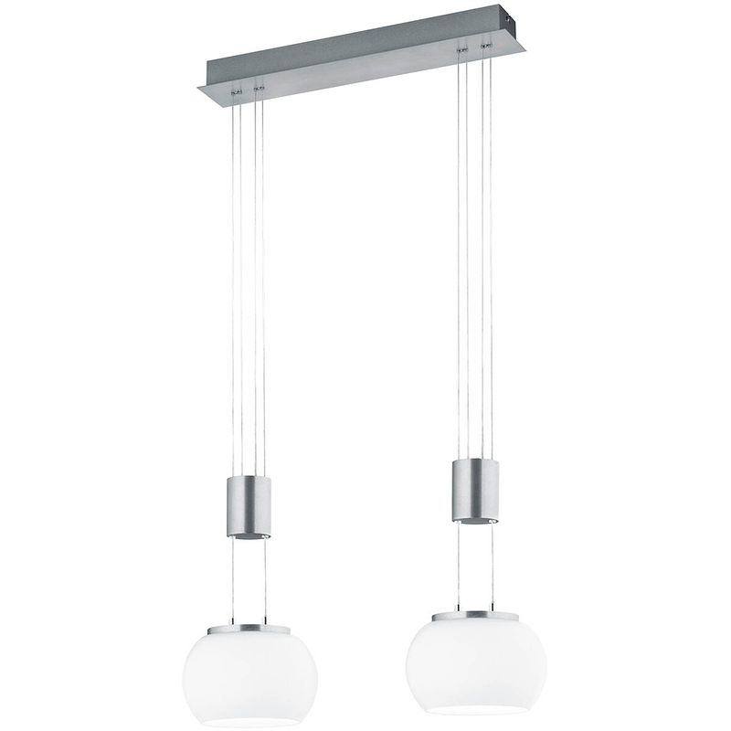 Foto van Led hanglamp - hangverlichting - trion maliba - 16w - 2-lichts - warm wit 3000k - dimbaar - rechthoek - mat nikkel -