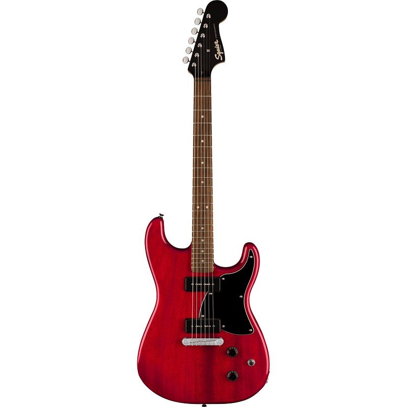 Foto van Squier paranormal strat-o-sonic il crimson red transparant elektrische gitaar