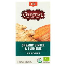 Foto van Celestial seasonings organic ginger & turmeric bio infusion 20 stuks 30g bij jumbo