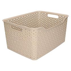 Foto van Plasticforte opbergmand/kastmandje - 18 liter - beige - kunststof - 29 x 39 x 19 cm - opbergbox