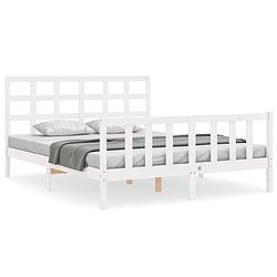 Foto van The living store massief grenenhouten bedframe - 205.5 x 165.5 x 100 cm - functioneel hoofd- en voeteneinde