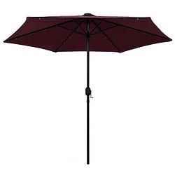 Foto van The living store tuinparasol - bordeauxrood - 270 x 236 cm - aluminium - met led-verlichting