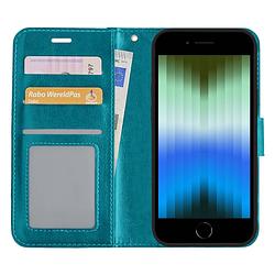 Foto van Basey hoes voor iphone se 2022 hoesje bookcase - hoes voor iphone se 2022 back cover book case - turquoise