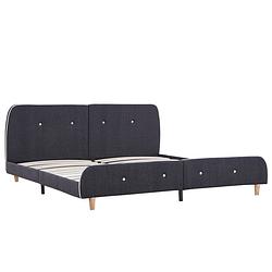 Foto van The living store bedframe - classic - hout/ijzer - 208x166x81 cm - donkergrijs - geschikt voor matras 160x200 cm -