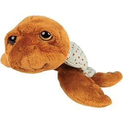Foto van Suki gifts pluche zeeschildpad jules knuffeldier - cute eyes - donkerbruin - 14 cm - knuffel zeedieren