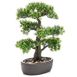 Foto van Emerald kunstplant in bruine pot ficus minibonsai 43 cm