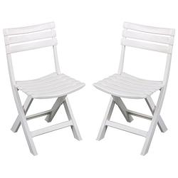 Foto van Sunnydays klapstoel voor buiten/binnen - 2x - wit - 41 x 79 cm - stevig kunststof - bijzet stoelen - klapstoelen