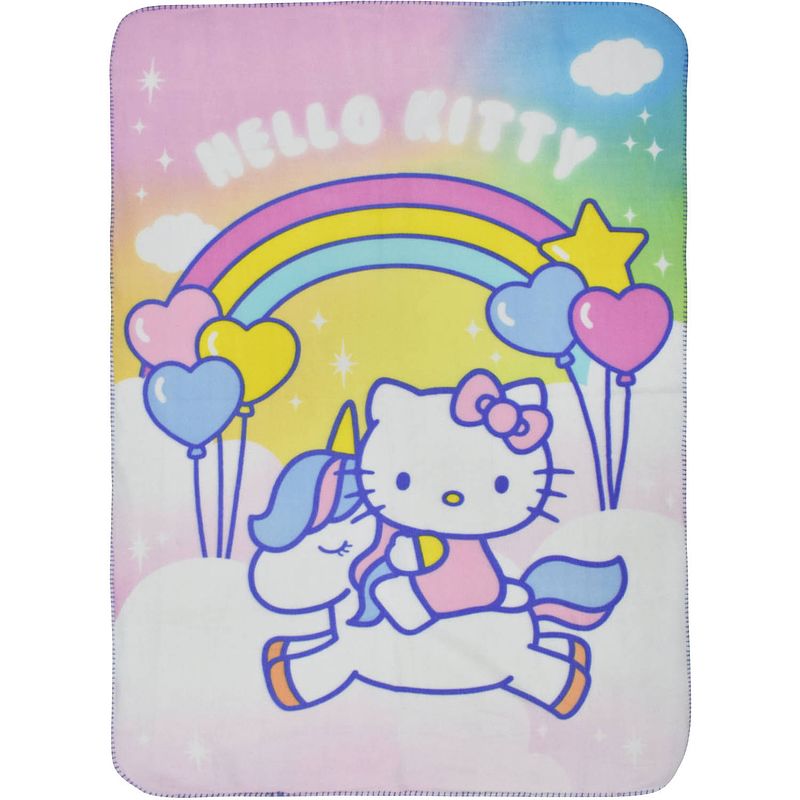 Foto van Hello kitty deken polar meisjes 140 x 100 cm fleece wit/roze