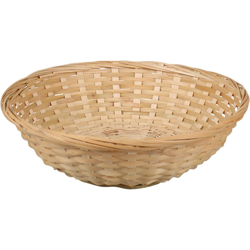 Foto van Broodmand rond - bamboe hout - d22 cm - mandje rotan/riet - broodmand