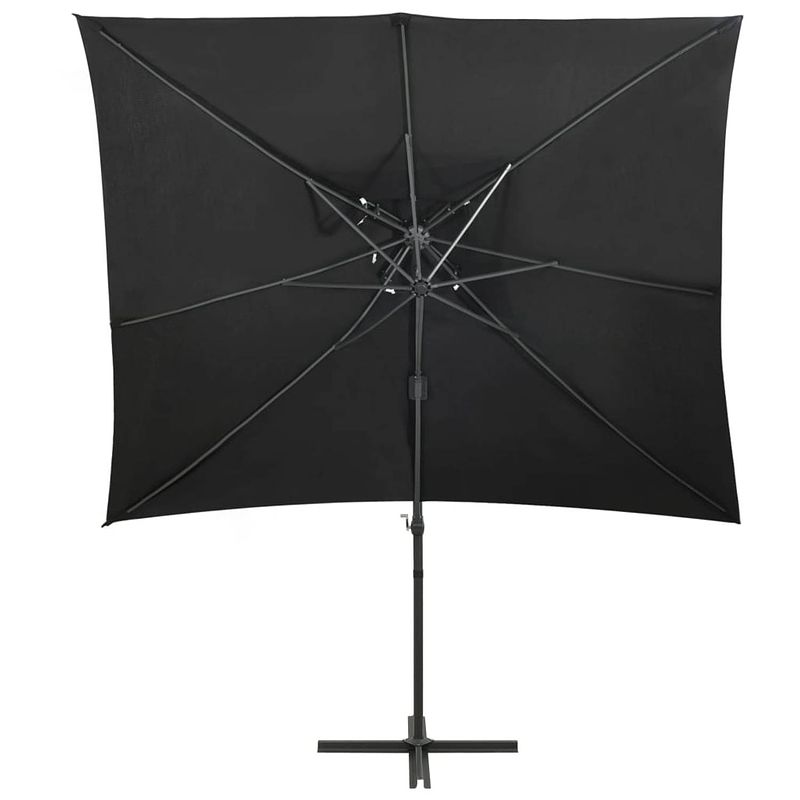 Foto van The living store tuinparasol - zwart - 250x250x253 cm - uv-beschermend polyester - stevige kruisvoet - 360 graden