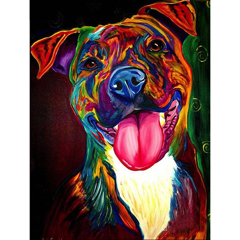 Foto van Diamond painting pakket gekleurde stafford hond - volledig - full - 20x25 cm - seos shop ®