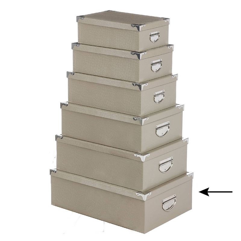 Foto van 5five opbergdoos/box - beige - l48 x b33.5 x h16 cm - stevig karton - crocobox - opbergbox