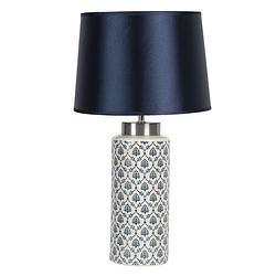 Foto van Haes deco - tafellamp - modern chic - elegante lamp, ø 28x50 cm - blauw/wit keramiek - bureaulamp, sfeerlamp