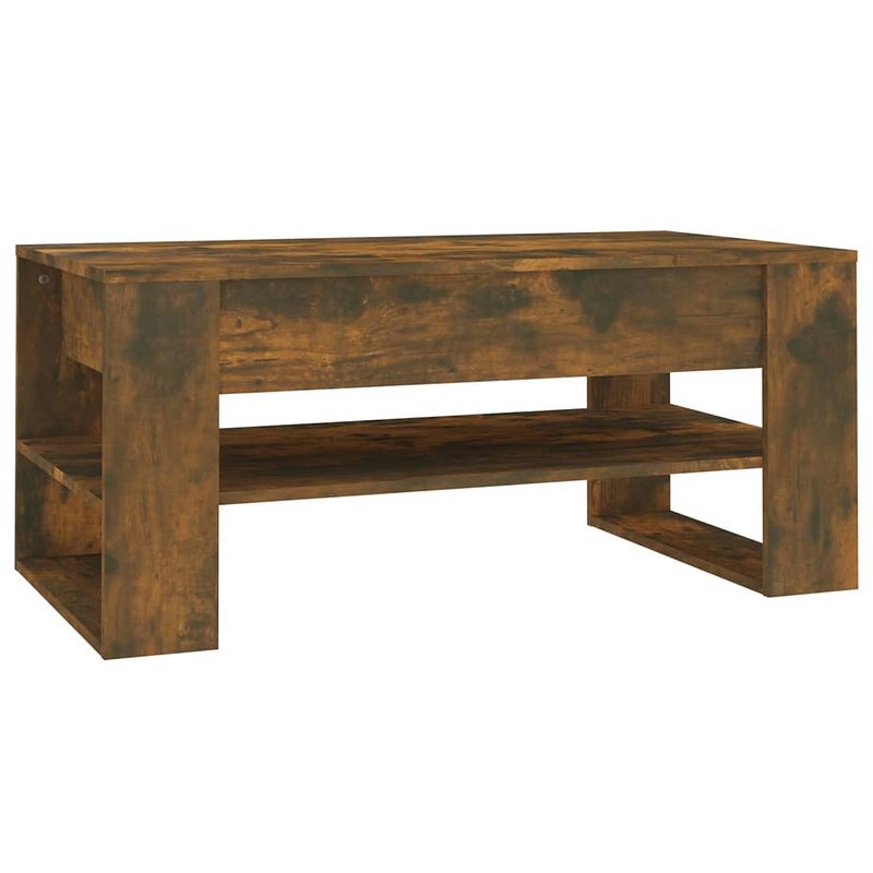 Foto van The living store salontafel gerookt eiken - bewerkt hout - 102 x 55 x 45 cm - montage vereist