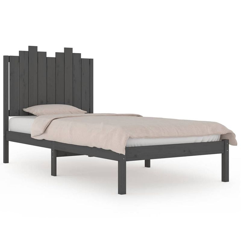 Foto van Vidaxl bedframe massief grenenhout grijs 90x200 cm