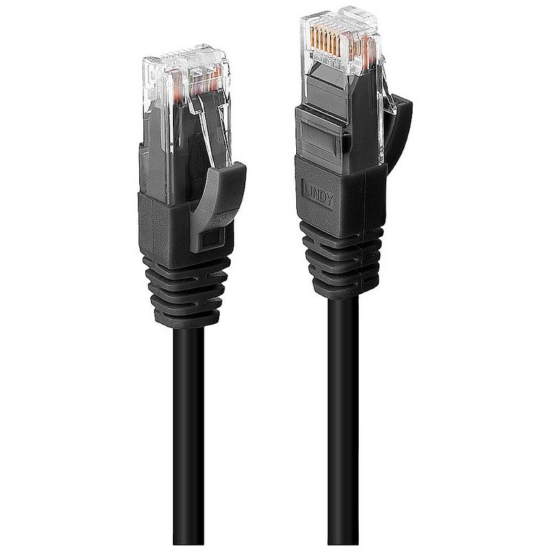 Foto van Lindy 45430 rj45 netwerkkabel, patchkabel cat 6 u/utp 0.3 m zwart 1 stuk(s)