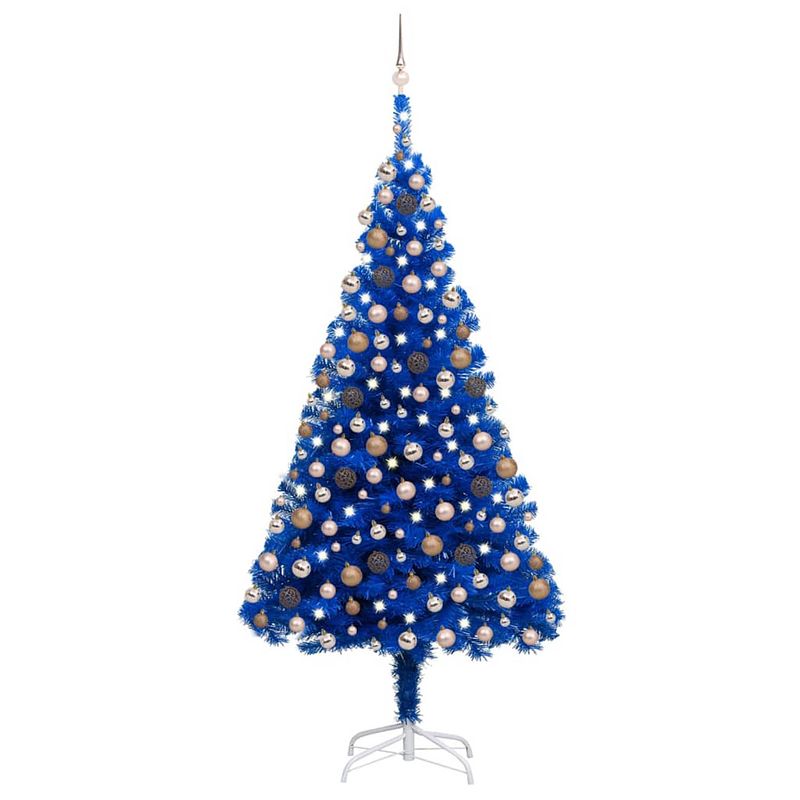 Foto van Vidaxl kunstkerstboom met led's en kerstballen 240 cm pvc blauw