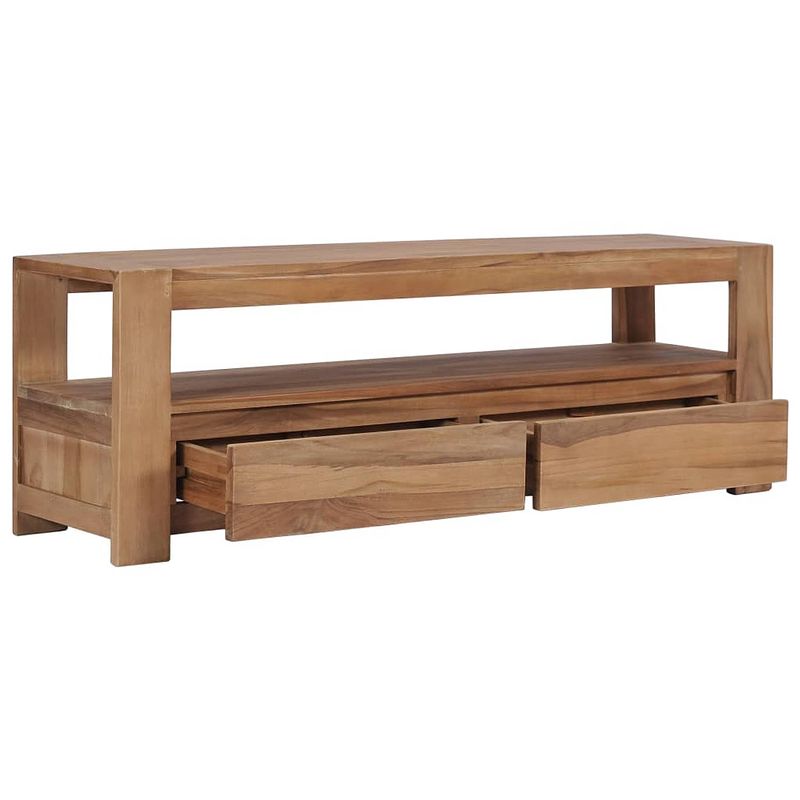 Foto van The living store tv-meubel rustiek teakhout - 120x30x40cm - met 2 lades en 1 schap