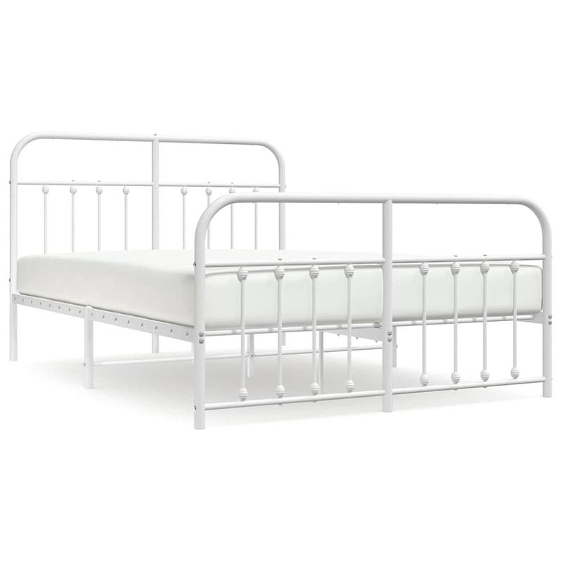 Foto van Vidaxl bedframe met hoofd- en voeteneinde metaal wit 140x190 cm