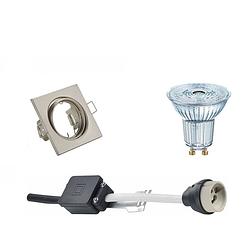 Foto van Led spot set - osram parathom par16 940 36d - gu10 fitting - dimbaar - inbouw vierkant - mat nikkel - 5.5w - natuurlijk