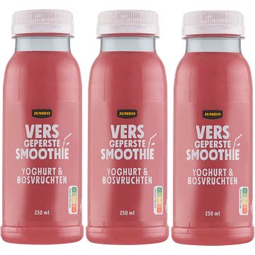 Foto van Jumbo verse smoothie yoghurt, bosvruchten, banaan & appel 3 x 250ml