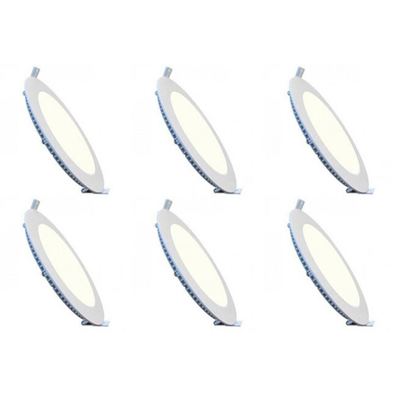 Foto van Led downlight slim 6 pack - inbouw rond 6w - dimbaar - natuurlijk wit 4200k - mat wit aluminium - ø120mm