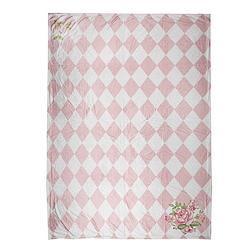 Foto van Clayre & eef plaid 130x170 cm roze wit polyester deken roze deken