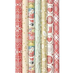 Foto van Assortimment kerstcadeaupapier inpappapier voor kerst k23-012 - 200 cm 70 cm - 7 rollen