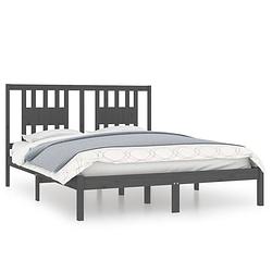 Foto van Vidaxl bedframe massief grenenhout grijs 160x200 cm