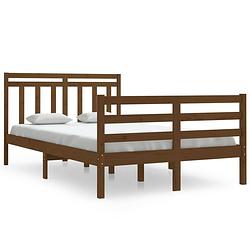 Foto van The living store bedframe grenenhout - multiplex lattenbodem - 195.5 x 125.5 x 69.5 cm - honingbruin - 120 x 190 cm