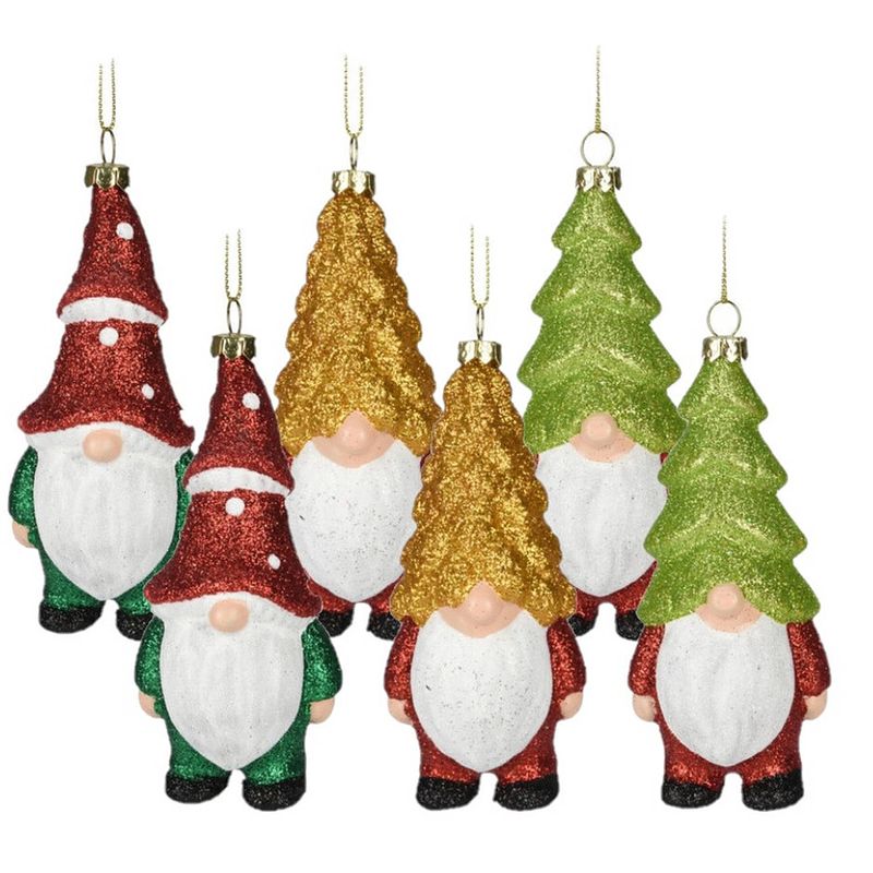 Foto van Kersthangers gnomes/dwergen - 6x st- 12,5cm -kunststof -kerstornament - kersthangers