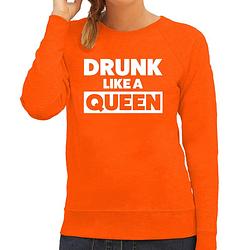 Foto van Drunk like a queen sweater oranje voor dames - koningsdag truien xs - feesttruien