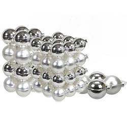 Foto van 60x stuks glazen kerstballen zilver 6, 8 en 10 cm mat/glans - kerstbal