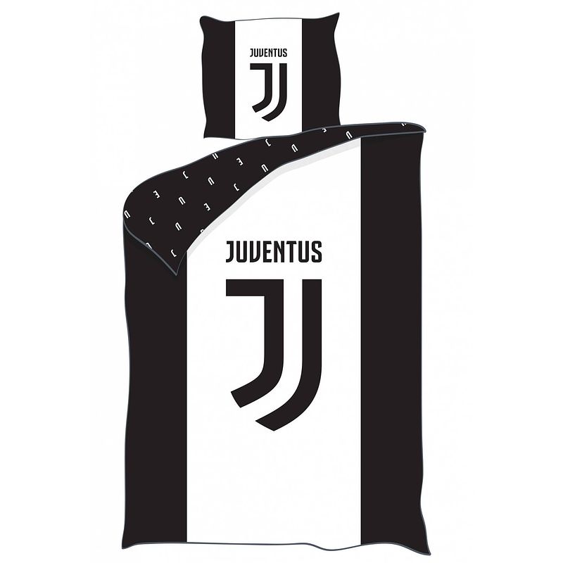 Foto van Juventus dekbedovertrek 140 x 200 cm katoen zwart/wit