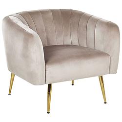 Foto van Beliani laconia - fauteuil-beige-fluweel