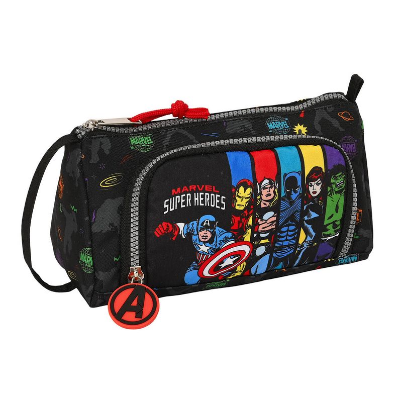 Foto van Schooletui met accessoires the avengers super heroes zwart (20 x 11 x 8.5 cm) (32 onderdelen)