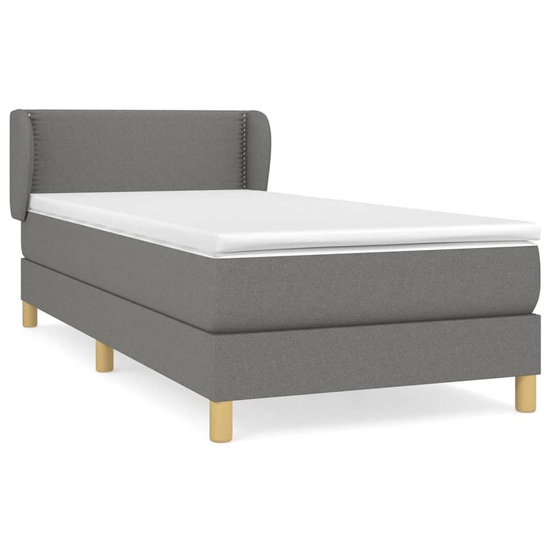 Foto van The living store boxspringbed - donkergrijs - 203 x 83 x 78/88 cm - pocketvering matras - middelharde ondersteuning -