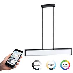 Foto van Eglo connect.z valdelagrano-z smart hanglamp - 100 cm - zwart/wit - instelbaar rgb & wit licht - dimbaar - zigbee