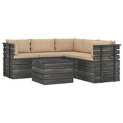 Foto van Vidaxl 6-delige loungeset met kussens pallet massief grenenhout