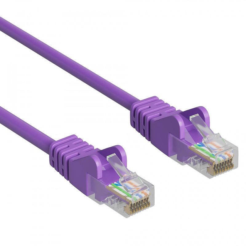 Foto van Cat 5e - u/utp - netwerkkabel - patchkabel - internetkabel - 1 gbps - 25 meter - paars - allteq