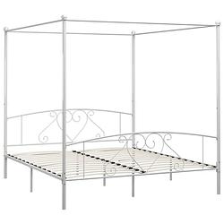 Foto van The living store metalen hemelbedframe - 209 x 187.5 x 198 cm - wit - geschikt voor matras van 180 x 200 cm