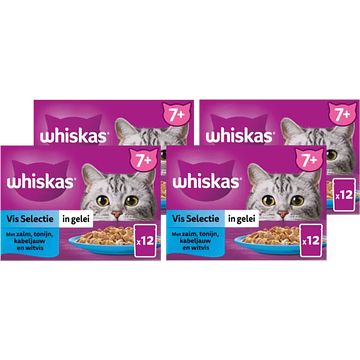 Foto van Whiskas 7+ natvoer vis selectie in gelei maaltijdzakjes 4 x 12 x 85g bij jumbo