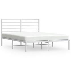 Foto van Vidaxl bedframe met hoofdbord metaal wit 150x200 cm